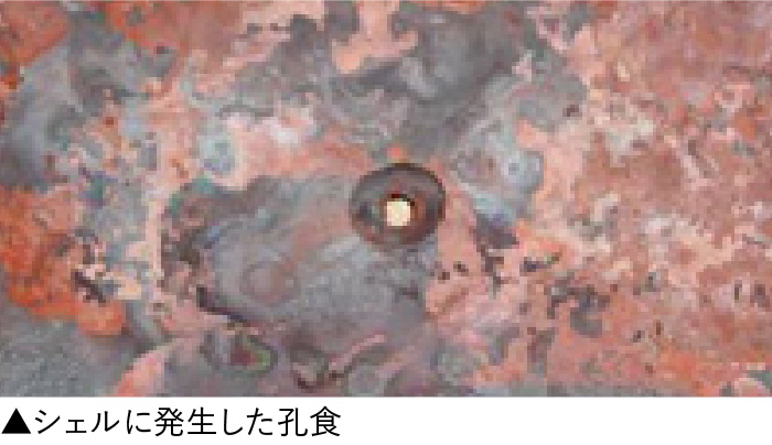 シェルに発生した孔食